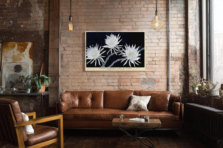 Paul Sinus Wandbild 120x80cm weisse Blumen auf dunklem Hintergrund elegante botanische Kunst moderne Naturfotografie Kunstdruck stilvolle Wanddekoration fuer Wohnzimmer Schlafzimmer Flur