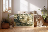 Paul Sinus Wandbild 120x80cm weisse Blumen elegante Naturmalerei florale Kunst beige gruene Toene stilvolle Wanddekoration fuer Wohnzimmer Büro