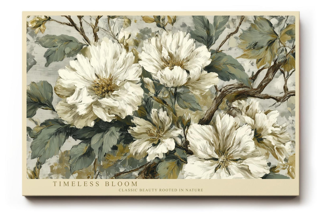 Paul Sinus Wandbild 120x80cm weisse Blumen klassische florale Malerei elegante Naturkunst stilvolle Wanddekoration fuer Wohnzimmer Büro