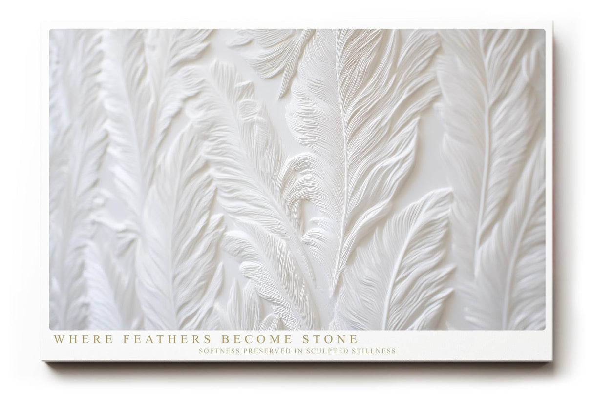 Paul Sinus Wandbild 120x80cm Weisse Federstruktur Relief Kunst minimalistisches Naturmotiv in sanften Strukturen fuer moderne Wohnräume