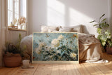 Paul Sinus Wandbild 120x80cm Weisse Gartenblumen gegen Himmel Botanische Kunst in Blau und Weiss Wanddekoration