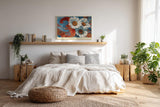 Paul Sinus Wandbild 120x80cm Weiße Margeriten mit abstraktem Hintergrund – Moderne Blumenkunst mit starken Farben für lebendige Wohnräume