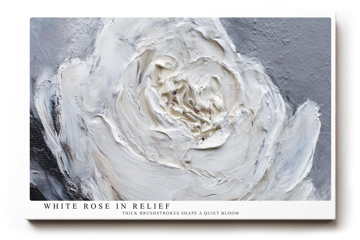 Paul Sinus Wandbild 120x80cm Weisse Rose Struktur Kunstmotiv Moderne Blumenmalerei mit plastischer Pinselstruktur und eleganter Wirkung