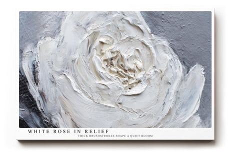 Paul Sinus Wandbild 120x80cm Weisse Rose Struktur Kunstmotiv Moderne Blumenmalerei mit plastischer Pinselstruktur und eleganter Wirkung