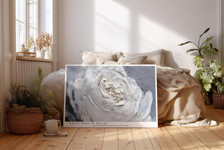 Paul Sinus Wandbild 120x80cm Weisse Rose Struktur Kunstmotiv Moderne Blumenmalerei mit plastischer Pinselstruktur und eleganter Wirkung