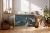 Paul Sinus Wandbild 120x80cm weisses Pferd im Schnee moderne Tierkunst winterliche Natur Szene grosses Kunstbild stilvolle Wanddekoration fuer Wohnzimmer Büro