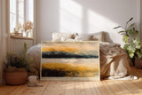 Paul Sinus Wandbild 120x80cm Weite Landschaft mit Feld und Himmel Abstrakte Natur Kunst in Gold und Schwarz Wanddekoration