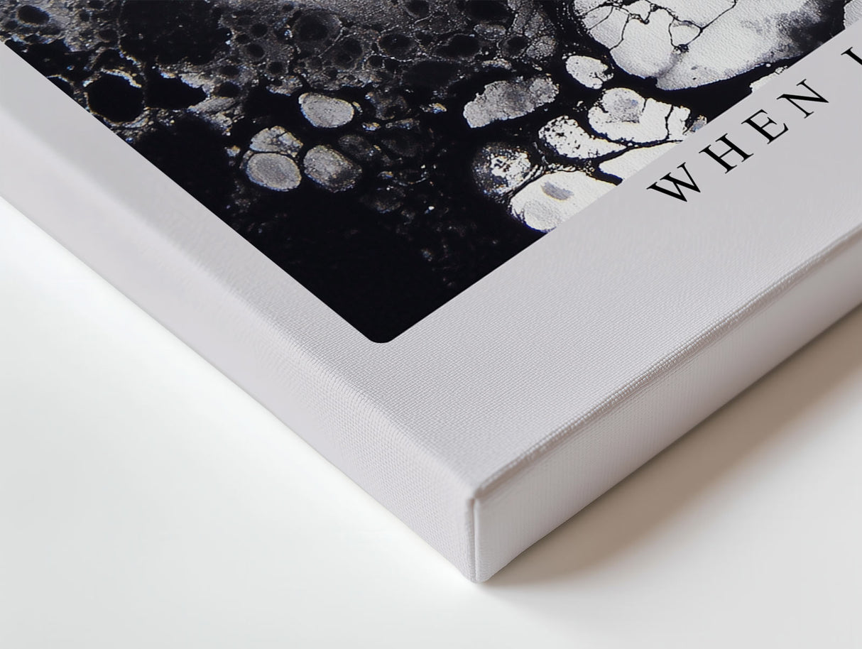 Paul Sinus Wandbild When Ink Creates Unknown Worlds abstraktes Schwarz-Weiß-Motiv mit fließenden Strukturen und Tiefenwirkung