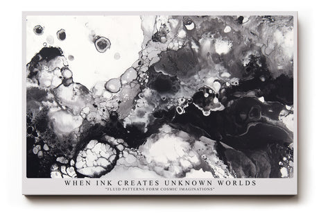 Paul Sinus Wandbild When Ink Creates Unknown Worlds abstraktes Schwarz-Weiß-Motiv mit fließenden Strukturen und Tiefenwirkung