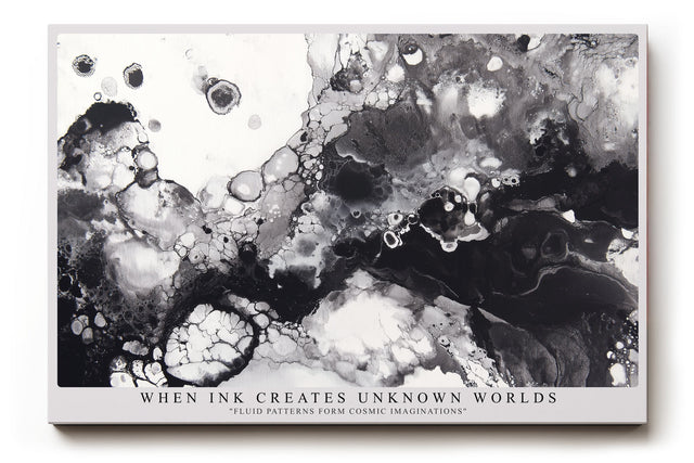 Paul Sinus Wandbild When Ink Creates Unknown Worlds abstraktes Schwarz-Weiß-Motiv mit fließenden Strukturen und Tiefenwirkung