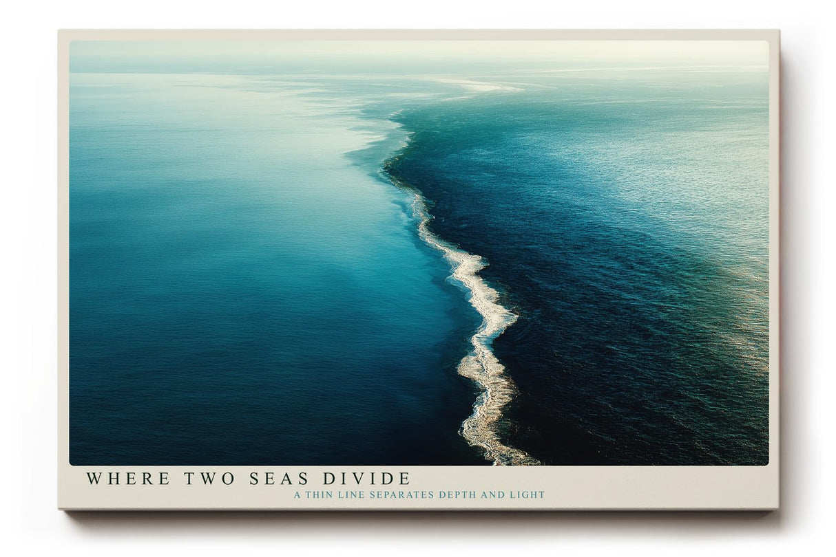 Paul Sinus Wandbild 120x80cm Where Two Seas Divide Luftaufnahme Meer Natur Landschaft modernes Poster für Wohnzimmer Büro