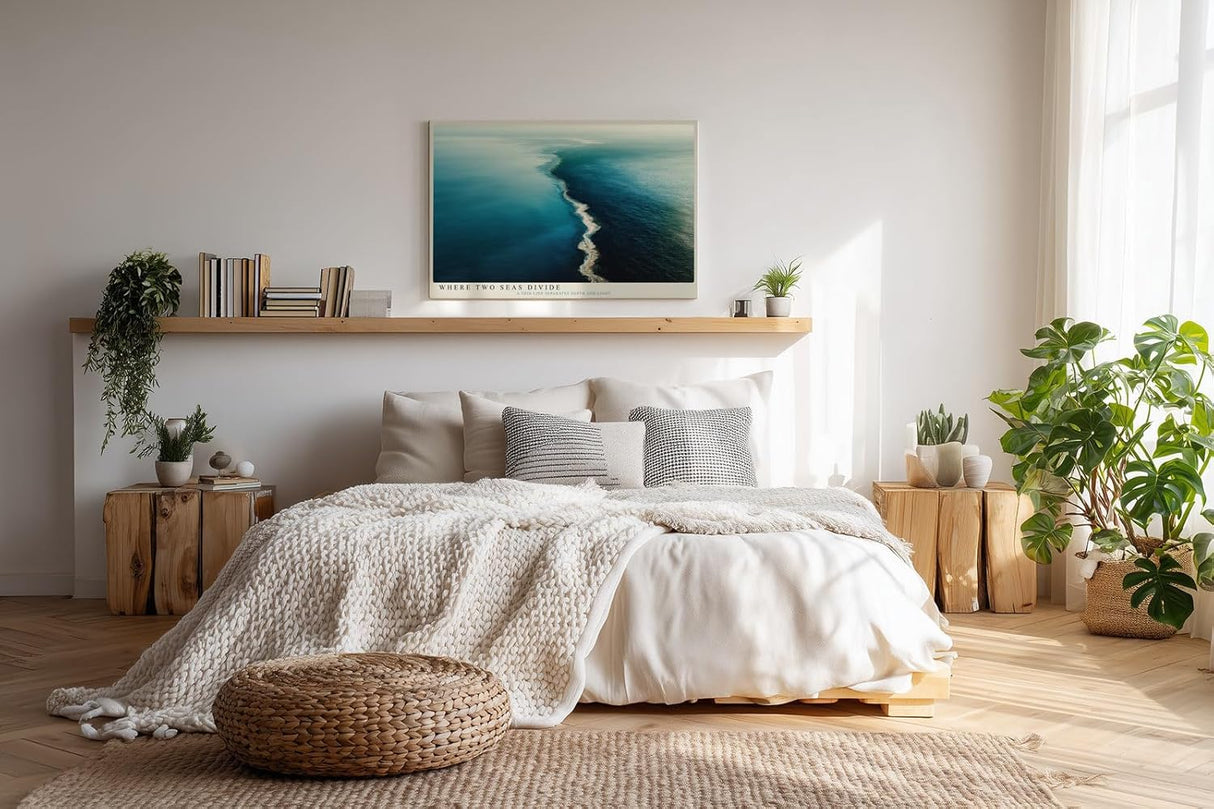 Paul Sinus Wandbild 120x80cm Where Two Seas Divide Luftaufnahme Meer Natur Landschaft modernes Poster für Wohnzimmer Büro