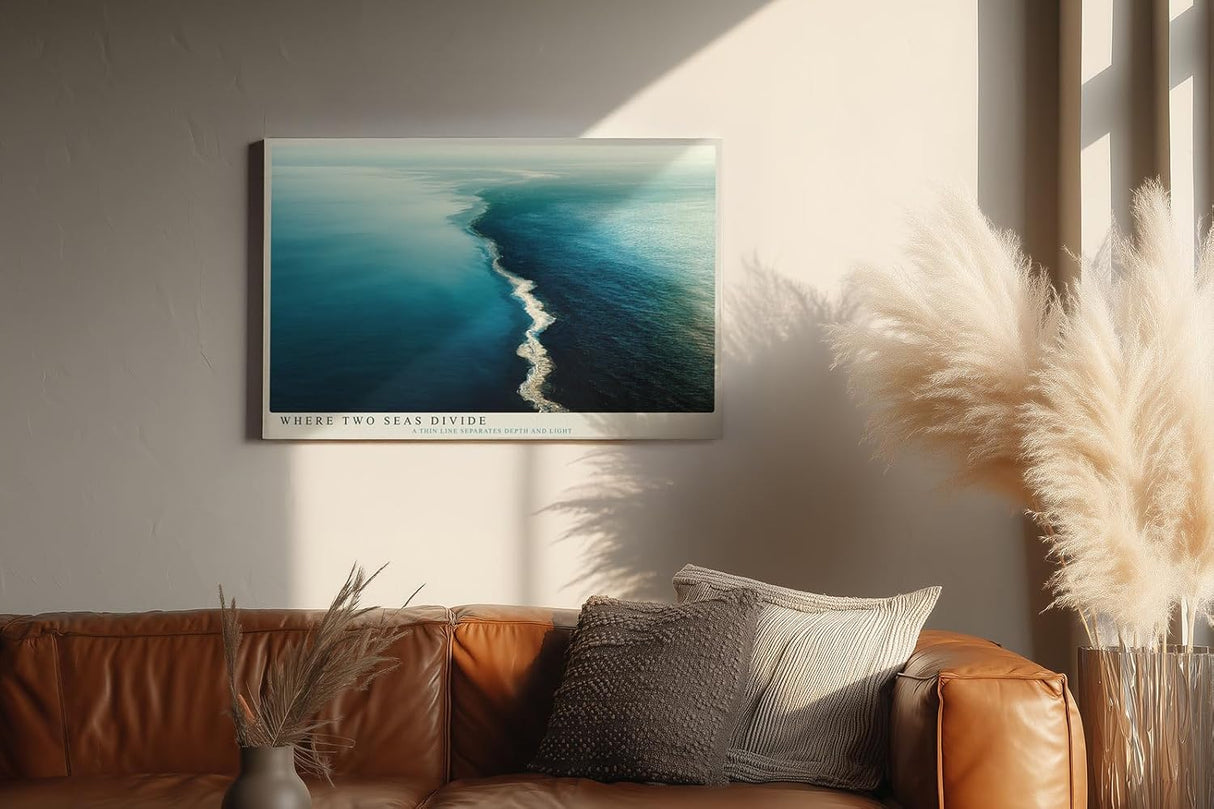 Paul Sinus Wandbild 120x80cm Where Two Seas Divide Luftaufnahme Meer Natur Landschaft modernes Poster für Wohnzimmer Büro