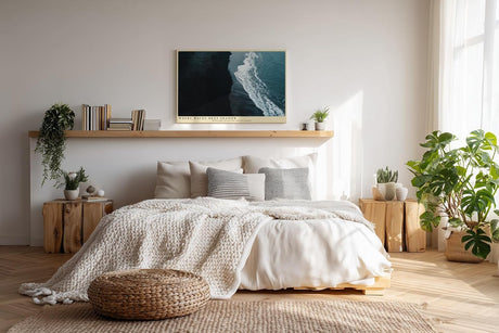 Paul Sinus Wandbild 120x80cm Where Waves Meet Shadow dramatische Küstenlinie Luftaufnahme Meer Kunst Poster für Wohnzimmer Büro