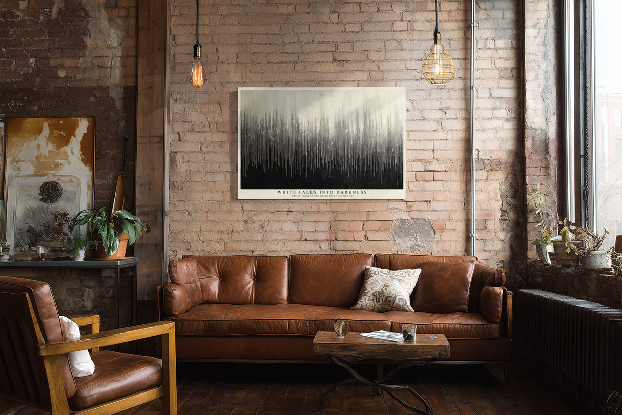 Paul Sinus Wandbild White Falls into Darkness Abstract Gradient in Black and White Harmony