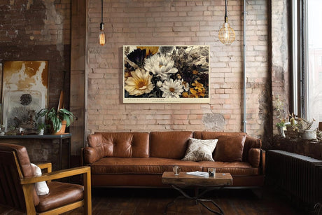 Paul Sinus Wandbild 120x80cm wilde Blumen Landschaft florale Naturkunst beige gold schwarz elegante Blumen Wanddekoration fuer Wohnzimmer Büro