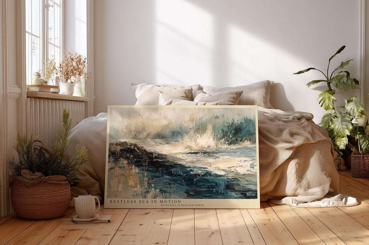 Paul Sinus Wandbild 120x80cm Wilde Meereskueste Abstrakte Ozean Landschaft Kunst Wanddekoration