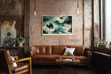 Paul Sinus Wandbild 120x80cm Wilde Meereswellen auf Felsen Natur Kunst in Blau Weiss Wanddekoration