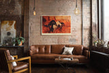 Paul Sinus Wandbild 120x80cm wilde Pferde Landschaft moderne Tiermalerei warmes Wuestenmotiv Wanddekoration fuer Wohnzimmer Büro