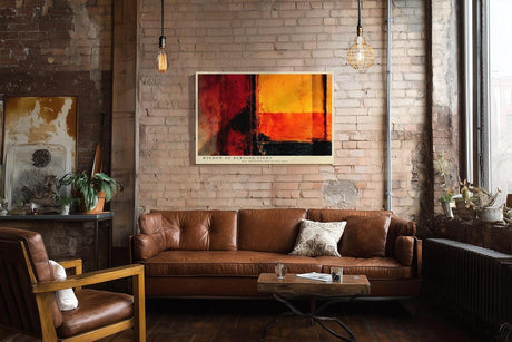 Paul Sinus Wandbild 120x80cm Window of Burning Light abstrakte Kunst in Rot Orange und Schwarz modernes Poster für Wohnzimmer Büro