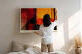 Paul Sinus Wandbild 120x80cm Window of Burning Light abstrakte Kunst in Rot Orange und Schwarz modernes Poster für Wohnzimmer Büro