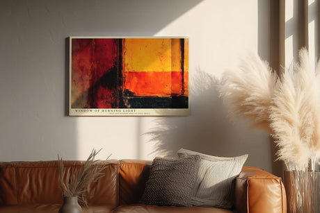 Paul Sinus Wandbild 120x80cm Window of Burning Light abstrakte Kunst in Rot Orange und Schwarz modernes Poster für Wohnzimmer Büro