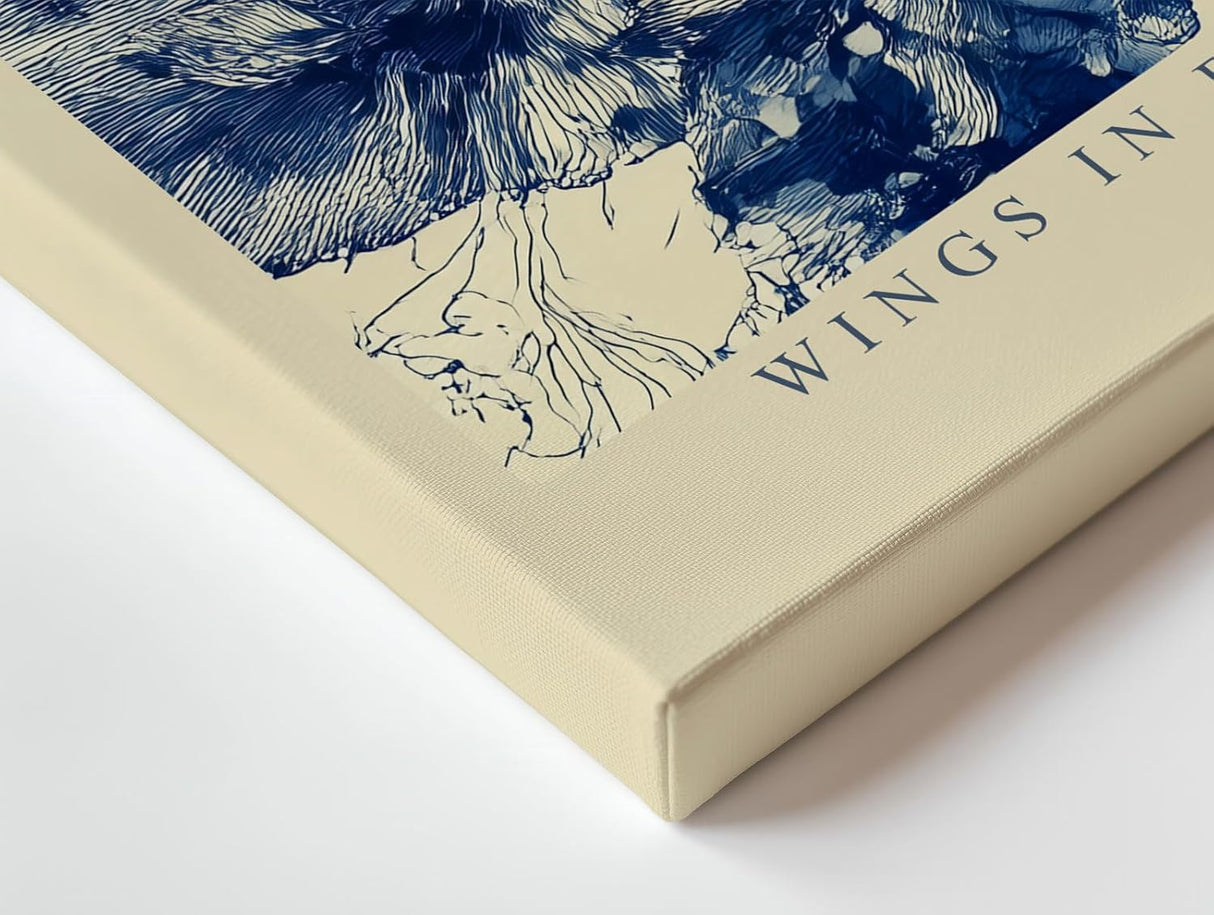 Paul Sinus Wandbild 120x80cm Wings in Blue Ink Abstrakte Schmetterlinge in Blau Tinten Illustration Natur Kunst fuer Wohnzimmer Schlafzimmer und Büro
