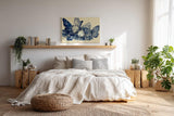 Paul Sinus Wandbild 120x80cm Wings in Blue Ink Abstrakte Schmetterlinge in Blau Tinten Illustration Natur Kunst fuer Wohnzimmer Schlafzimmer und Büro