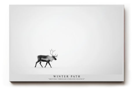 Paul Sinus Wandbild Winter Path minimalistisches Naturmotiv mit Hirsch im Schnee für moderne Wohnräume voller Ruhe und Klarheit