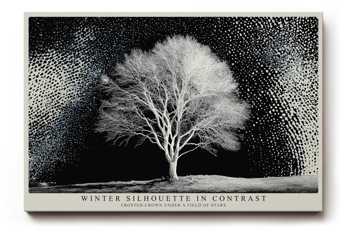 Paul Sinus Wandbild 120x80cm Winterbaum Schwarz Weiss Kontrastreiche Naturkunst Minimalistische Landschaft für Wohnzimmer Büro Flur