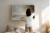 Paul Sinus Wandbild 120x80cm Winterlandschaft mit goldenem Licht abstrakte Naturkunst moderne Schneelandschaft warme Atmosphaere stilvolle Wanddekoration fuer Wohnzimmer Büro