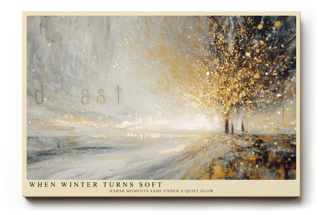 Paul Sinus Wandbild 120x80cm Winterlandschaft mit goldenem Licht abstrakte Naturkunst moderne Schneelandschaft warme Atmosphaere stilvolle Wanddekoration fuer Wohnzimmer Büro