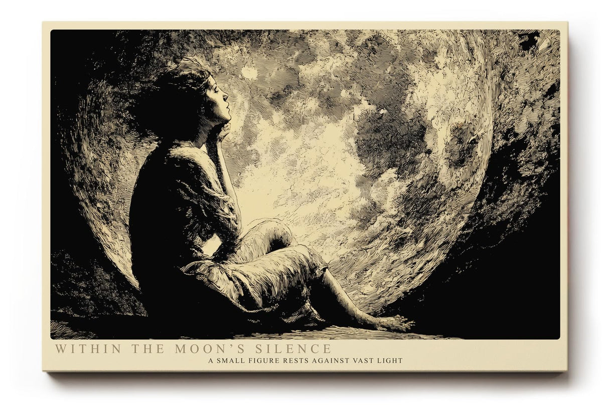 Paul Sinus Wandbild 120x80cm Within the Moons Silence Frau im Mondlicht Dramatische Schwarz Weiss Kunst fuer Wohnzimmer Schlafzimmer und Büro