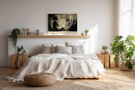 Paul Sinus Wandbild 120x80cm Within the Moons Silence Frau im Mondlicht Dramatische Schwarz Weiss Kunst fuer Wohnzimmer Schlafzimmer und Büro