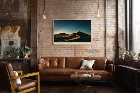 Paul Sinus Wandbild 120x80cm Wuestenduene Landschaft Sonnenuntergang moderne Naturfotografie warme Goldtoene Kunstdruck stilvolle Wanddekoration fuer Wohnzimmer Schlafzimmer Büro