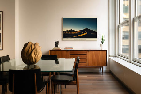Paul Sinus Wandbild 120x80cm Wuestenduene Landschaft Sonnenuntergang moderne Naturfotografie warme Goldtoene Kunstdruck stilvolle Wanddekoration fuer Wohnzimmer Schlafzimmer Büro