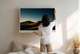 Paul Sinus Wandbild 120x80cm Wuestenduene Landschaft Sonnenuntergang moderne Naturfotografie warme Goldtoene Kunstdruck stilvolle Wanddekoration fuer Wohnzimmer Schlafzimmer Büro