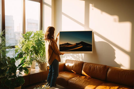 Paul Sinus Wandbild 120x80cm Wuestenduene Landschaft Sonnenuntergang moderne Naturfotografie warme Goldtoene Kunstdruck stilvolle Wanddekoration fuer Wohnzimmer Schlafzimmer Büro