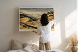 Paul Sinus Wandbild 120x80cm Wuestenlandschaft goldene Sandduenen moderne Landschaftskunst Kunstdruck grosses Wandbild 120x80cm warme Natur Wanddekoration fuer Wohnzimmer Büro