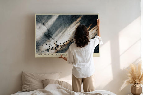 Paul Sinus Wandbild 120x80cm Wuestenlandschaft mit Vogelschwarm abstrakte Naturfotografie moderne Leinwand Wanddekoration Landschaftsbild fuer Wohnzimmer Büro