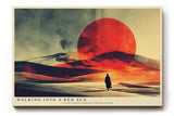 Paul Sinus Wandbild 120x80cm Wuestenlandschaft roter Sonnenuntergang modern Landschaft Kunst Kunstdruck grosses Kunstbild atmosphaerische Wanddekoration fuer Wohnzimmer Büro