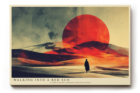 Paul Sinus Wandbild 120x80cm Wuestenlandschaft roter Sonnenuntergang modern Landschaft Kunst Kunstdruck grosses Kunstbild atmosphaerische Wanddekoration fuer Wohnzimmer Büro