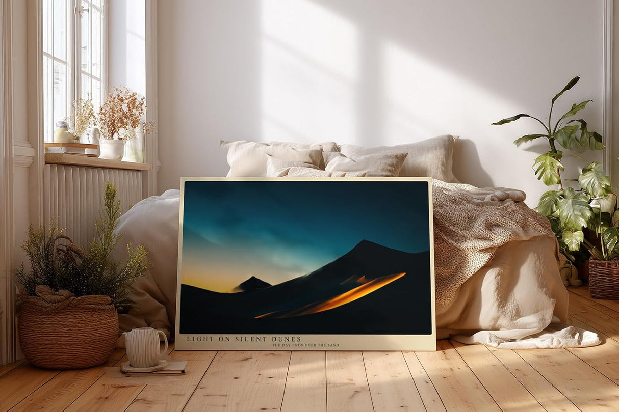 Paul Sinus Wandbild 120x80cm Wüste Sanddünen Sonnenlicht minimalistische Landschaft Fotokunst warmes Licht modernes Naturbild stilvolle