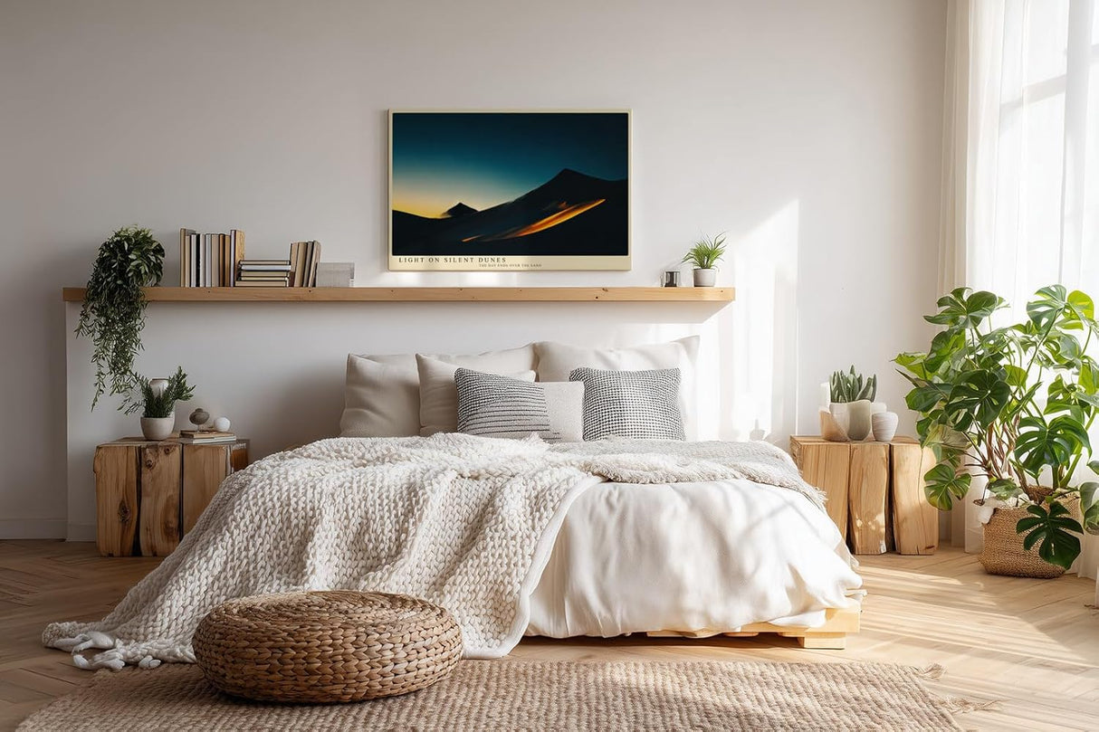 Paul Sinus Wandbild 120x80cm Wüste Sanddünen Sonnenlicht minimalistische Landschaft Fotokunst warmes Licht modernes Naturbild stilvolle