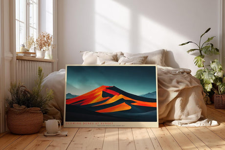Paul Sinus Wandbild 120x80cm Wüstenlandschaft glühende Sanddünen Sonnenuntergang orange rot moderne Landschaftskunst dramatische Natur