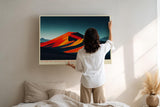 Paul Sinus Wandbild 120x80cm Wüstenlandschaft glühende Sanddünen Sonnenuntergang orange rot moderne Landschaftskunst dramatische Natur