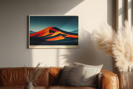 Paul Sinus Wandbild 120x80cm Wüstenlandschaft glühende Sanddünen Sonnenuntergang orange rot moderne Landschaftskunst dramatische Natur