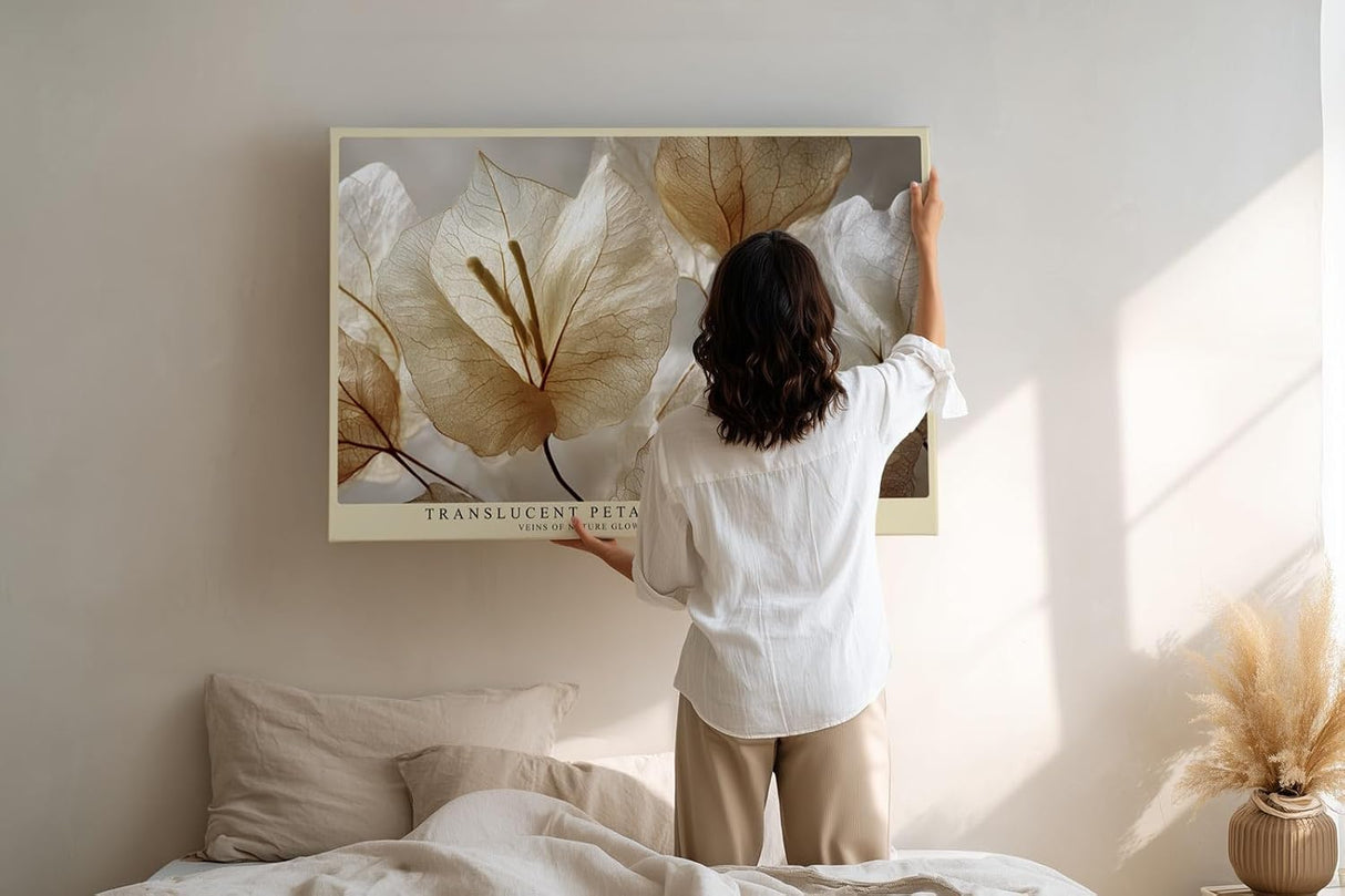 Paul Sinus Wandbild 120x80cm Zarte Blueten transparente Blaetter botanische Kunst Natur Wanddekoration Wohnzimmer Schlafzimmer