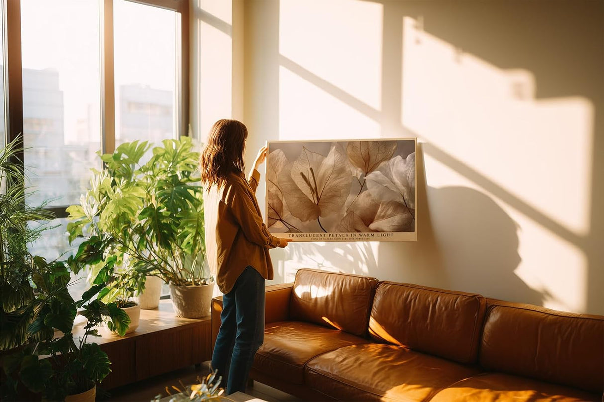 Paul Sinus Wandbild 120x80cm Zarte Blueten transparente Blaetter botanische Kunst Natur Wanddekoration Wohnzimmer Schlafzimmer