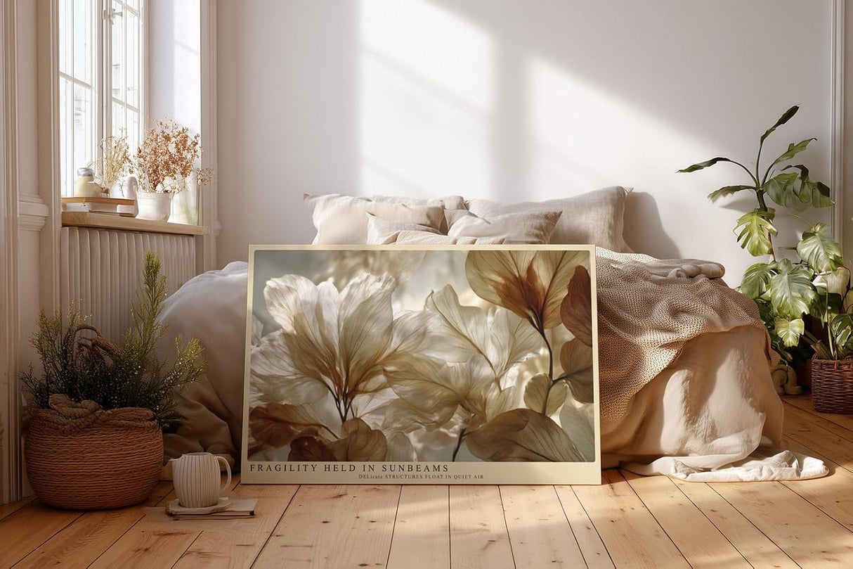 Paul Sinus Wandbild 120x80cm Zarte Blumen Sonnenlicht botanische Kunst Natur Wanddekoration Wohnzimmer Schlafzimmer